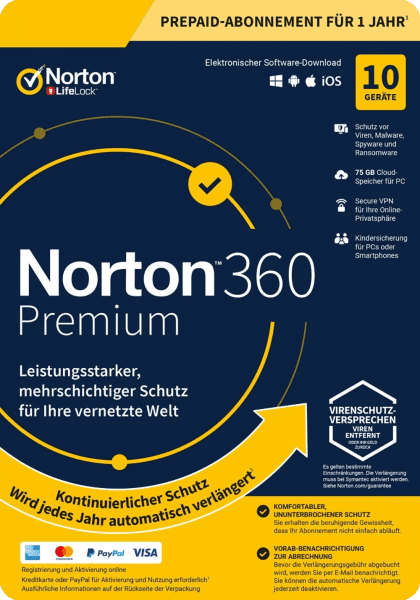 Norton 360 Premium 10 Geräte 1 Jahr